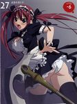  absurdres airi_(queen's_blade) highres maid queen's_blade red_hair scan scythe solo takamura_kazuhiro thighhighs zettai_ryouiki 