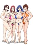  4girls barefoot bikini breasts female glasses gr? grèœ¶ gré—œï½¶ gré«£é¯‰ï½½ï½¶ heartcatch_precure! kamomes kurumi_sakura large_breasts looking_at_viewer milf multiple_girls precure pubic_hair smile swimsuit tetsukui 