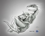  dinosaur e621 greyscale mascot monochrome raptor scalie sketch tablet tabletpc work_in_progress 