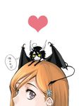  :&lt; ahoge arrancar artist_request black_hair bleach chibi couple demon espada facial_mark facial_marks gray_eyes grey_eyes hair_ornament hair_ornaments heart hollow horns inoue_orihime on_head orange_hair resurreccion resurreccion:_segunda_etapa short_hair tail thinking thought_bubble translated ulquiorra_cifer ulquiorra_schiffer wings yellow_eyes 