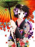  black_hair kimono short_hair tagme umbrella wafuku 