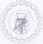  cogwheel eyewear feline gear_teeth goggles greyscale hair hat jacket leonikuz long_hair male mammal monochrome plain_background ponytail profile serra_belvoule shirt side_view smile solo steampunk tiger top_hat white_background 