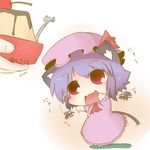 :3 :d animal_ears ascot bat_wings blue_hair blush bowl cat_ears cat_tail cherry chibi dekasudachin detached_wings dress excited fang flapping food fruit hat kemonomimi_mode mini_wings minigirl open_mouth pink_dress pudding red_eyes remilia_scarlet short_hair smile solo spoon tail touhou translated wings 