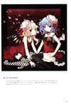  blonde blue_hair dress fishnets flandre_scarlet flowers red_eyes remilia_scarlet screening sisters tearfish thighhighs touhou wings winter_forest 