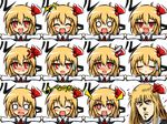  ^_^ angry bad_id bad_pixiv_id banned_artist blonde_hair blush closed_eyes cosplay expressions faceset fang hair_ribbon hokuto_no_ken is_that_so kisaragi_zwei multiple_views necktie o_o open_mouth outstretched_arms red_eyes ribbon rumia rumia_(cosplay) shin_(hokuto_no_ken) short_hair smile touhou 