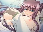  areolae breasts erect_nipples green_eyes grope large_breasts m_no_violet nipples oppai scared worried 