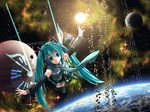  detached_sleeves flying hatsune_miku space tagme tie twin_tails vocaloid wallpaper 