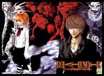  1girl amane_misa comic death_note obata_takeshi official_art rem_(death_note) ryuk shinigami thighhighs yagami_light 