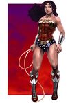  abs black_hair blue_eyes boots bracelet breasts bustier dc_comics earrings highres jewelry large_breasts lingerie lips rope short_shorts shorts smile solo superhero thick_thighs thighs underwear vigwer wind wonder_woman 