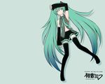  detached_sleeves green_hair hatsune_miku knee_socks tagme tie twin_tails vocaloid wallpaper 