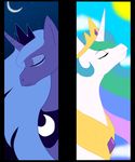  alicorn duo equine female feral friendship_is_magic horn horse kourabiedes mammal moon my_little_pony night pony princess princess_celestia_(mlp) princess_luna_(mlp) royalty sibling sisters sun unknown_artist 