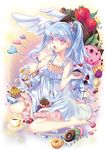  angel barefoot candy checkerboard_cookie chibi cookie cu-rim cupcake doughnut dress face food french_cruller fruit heart jelly_bean long_hair original pon_de_ring solo strawberry twintails wings 