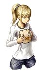 blonde_hair end_of_eternity pig reanbell shirt simple_background solo 