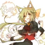  blonde cat_ears dog_ears inumimi kemonomimi nekomimi playing_cards ponytail smile tagme yellow_eyes 