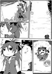  bad_id bad_pixiv_id chibi greyscale highres long_hair magical_girl mahou_shoujo_madoka_magica miki_sayaka monochrome multiple_girls ponytail sakura_kyouko tower translation_request uri92 