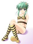  animal_print bdsm bondage bound chikage_(sister_princess) cosplay flat_chest green_hair lum lum_(cosplay) masakichi_(crossroad) sister_princess solo tiger_print urusei_yatsura 