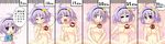 1girl absurdres ahegao bad_id bad_pixiv_id blush chibi clenched_teeth closed_eyes empty_eyes flat_chest foaming_at_the_mouth fucked_silly hetero highres implied_sex komeiji_satori masara measuring navel nipples nude open_mouth penis_measuring purple_eyes purple_hair ruler sex spread_legs stomach_bulge tearing_up tears teeth third_eye touhou translated wide-eyed 