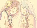  angel_beats! blazer closed_eyes jacket laughing long_hair multiple_girls purple_hair school_uniform serafuku shinda_sekai_sensen_uniform short_hair silver_hair tenshi_(angel_beats!) yaruse yuri_(angel_beats!) 