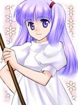  74 dress fire_emblem fire_emblem:_monshou_no_nazo long_hair maleesia purple_eyes purple_hair side_ponytail smirk solo staff 