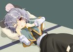  animal_ears bad_id bad_pixiv_id cum cum_on_clothes cum_on_hair dress facial grey_hair harukaze_unipo lying mouse_ears nazrin one_eye_closed red_eyes short_hair solo touhou 