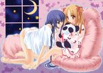  2girls azuma_hatsumi azuma_hazuki blonde blue_hair carnelian fixed moon pajamas panda pantsu pillow stars yami_to_boushi_to_hon_no_tabibito 