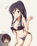  :&lt; :o a_channel alternate_hairstyle bare_shoulders bikini black_hair blush breast_envy breasts brown_eyes cleavage groin hand_on_thigh ichii_tooru kisugi_akira large_breasts long_hair multiple_girls navel nishi_yuuko ponytail short_hair staring sweat swimsuit thighs tsurime 