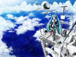  clouds detached_sleeves green_hair hatsune_miku knee_socks ocean sky tagme tie twin_tails vocaloid 