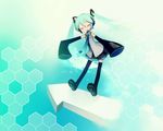  detached_sleeves eyes_closed hatsune_miku knee_socks tagme tie twin_tails vocaloid wallpaper 