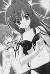  1girl absurdres aikawa_ayumu bikini front-tie_top greyscale highres kore_wa_zombie_desu_ka? long_hair monochrome muririn navel non-web_source official_art seraphim_(kore_wa_zombie_desu_ka?) side-tie_bikini swimsuit untied very_long_hair wardrobe_malfunction 