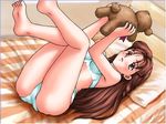  bed brown_eyes brown_hair casual_romance_club houkago_ren-ai_club lingerie teddy_bear 