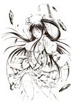  bad_id bad_pixiv_id black_hair copyright_request greyscale lineart monochrome moonsorrow solo sword torn_clothes weapon 