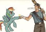  crossover cutie_mark equine female feral friendship_is_magic fur horse male mammal my_little_pony pegasus plain_background pony rainbow_dash_(mlp) scout_(team_fortress_2) scout_(tf2) team_fortress_2 unknown_artist white_background wings 