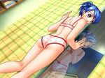  blue_eyes blue_hair casual_romance_club dutch_angle hair_clips houkago_ren-ai_club lingerie mirror reflection undergarments 