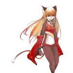  bell blonde_hair bracelet cat clothing collar feline female hair jewelry long_blonde_hair long_hair looking_at_viewer mammal plain_background red_eyes shorts solo vu06 white_background 