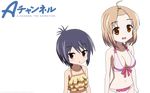  a_channel bikini blonde_hair blush cleavage orange_eyes purple_hair red_eyes run_(a-channel) short_hair swimsuit tooru transparent vector 