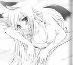  cleavage high_res kanokon kemonomimi kitsune minamoto_chizuru monochrome tagme tail 
