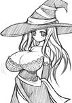  artist_request breasts dragon&#039;s_crown dragon's_crown hat huge_breasts miyata_gakuman monochrome sorceress_(dragon&#039;s_crown) sorceress_(dragon's_crown) vanillaware witch_hat 