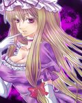  asagiri_(tokinedu) bad_id bad_pixiv_id blonde_hair breasts choker cleavage elbow_gloves gloves hat large_breasts long_hair purple_eyes solo touhou very_long_hair yakumo_yukari 