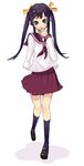  apupu blue_eyes original purple_hair ribbons school_uniform 