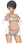  bare_shoulders belly bra dark_skin nurse pantsu poorly_tagged pregnant tagme tanned undressing 