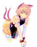  animal_ears bad_id bad_pixiv_id cat_ears cat_tail chen katte_ni_kappa monochrome multiple_tails no_hat no_headwear simple_background smile solo tail touhou wrist_cuffs 