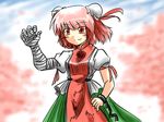  bad_id bad_pixiv_id bandages bun_cover chain double_bun ibaraki_kasen pink_hair red_eyes short_hair smile solo sora_no_amagumo touhou 