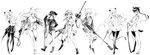  adjusting_clothes adjusting_hat agahari animal_ears black_legwear braid bunny_ears cat_ears charlotte_e_yeager cross dual_wielding erica_hartmann eyepatch gertrud_barkhorn glasses greyscale gun hand_on_hip hat highres holding katana legs long_hair lynette_bishop machine_gun military military_uniform monochrome multicolored_hair multiple_girls necktie one_eye_closed panties pantyhose perrine_h_clostermann ponytail rapier sakamoto_mio sanya_v_litvyak short_hair single_braid smile strike_witches stuffed_animal stuffed_toy sword tail twintails underwear uniform wavy_hair weapon world_witches_series 