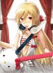  bad_id bad_pixiv_id blonde_hair character_request face guitar headphones hello_kitty hello_kitty_to_issho! highres instrument long_hair minami_haruya red_eyes solo twintails 