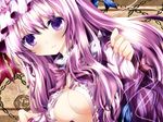  bad_id bad_pixiv_id blush breasts chain cleavage dress hat large_breasts nanase_nao open_clothes open_dress patchouli_knowledge purple_dress purple_eyes purple_hair solo tears touhou upper_body 