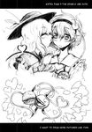  bags_under_eyes greyscale heart heart_of_string highres kiss komeiji_koishi komeiji_satori kumadano monochrome multiple_girls siblings sisters third_eye touhou 