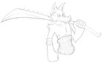  big_sword black_and_white canine mammal monochrome plain_background shardprime sketch sword weapon white_background wolf 