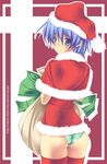  ass ayasaki_hayate capelet christmas genderswap genderswap_(mtf) hayate_no_gotoku! original panties red_capelet ruschuto santa_costume solo striped striped_panties thighhighs underwear 