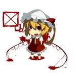  :d alternate_wings bad_id bad_pixiv_id blonde_hair blood chibi eiri_(eirri) empty_eyes fang flandre_scarlet hat open_mouth red_eyes short_hair side_ponytail smile solo touhou wings 