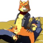  anal_penetration anthro balls bed blush canine colored_cum cum cum_in_ass cum_inside cum_on_penis cumshot duo erection eye_patch eyes_closed eyewear fox fox_mccloud gay male mammal nintendo open_mouth orgasm penetration penis raijin riding small_penis star_fox video_games wolf wolf_o&#039;donnell wolf_o'donnell yellow_cum 